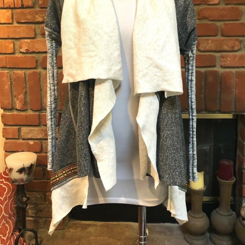 Patchwork Open Jersey Sweatshirt Blazer Jacket - image 7